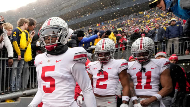 Ohio State wide receivers Garrett Wilson, Jaxon Smith-Njigba